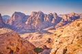 Landscape and nature of Petra, Jordan during High Place of Sacrifice Trail Royalty Free Stock Photo