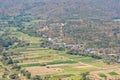 Landscape nature of rice field and small town valley Royalty Free Stock Photo