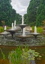 Waterfall in botanical garden landscape