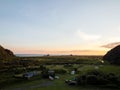 Landscape nature sunset panorama at idyllic remote Whatipu beach Waitakere Ranges West Auckland North Island New Zealand Royalty Free Stock Photo