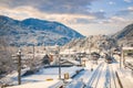 Landscape nature of train station in winter at takayama Japan Royalty Free Stock Photo