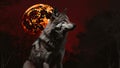 Halloween Full Moon Wolf Blood Red Ai Generative Royalty Free Stock Photo