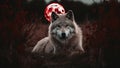 Halloween Full Moon Wolf Blood Red Ai Generative Royalty Free Stock Photo
