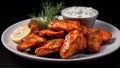 Flavorful Fusion - Buffalo Chicken Wings with Blue Cheese Dip Royalty Free Stock Photo