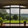 Landscape nature view background. view from window Royalty Free Stock Photo