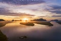 Landscape nature view, Beautiful light sunrise over mountains in thailand Aerial view Drone shot