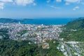 Landscape nature view from Drone aerial view with patong city in phuket thailand Royalty Free Stock Photo
