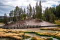 The landscape nature and world famouse geyser in Yellowstone national park in Wyoming , United States of America