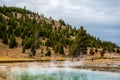 The landscape nature and world famouse geyser in Yellowstone national park in Wyoming , United States of America