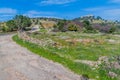 Landscape near Ajloun town, ruins of Rabad castle on the hill, Jorda Royalty Free Stock Photo