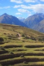 Landscape near ancient Inca circular terraces at