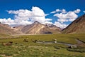 A landscape near Rangdum monastery, Zanskar Valley, Ladakh, Jammu and Kashmir, India. Royalty Free Stock Photo