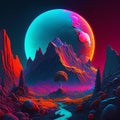 Landscape of the neon planet Royalty Free Stock Photo