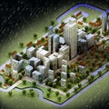 Landscape of new sustainable city wintertime