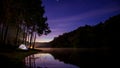 Landscape of Night camping with stars in Pang ung