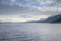 Landscape at night with light of ever lasting sun, near the northern part of Ullsfjord, Norway