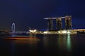 Landscape at night of Marina Bay Sands, Singapore. Royalty Free Stock Photo