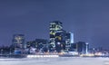 Landscape of the night Moscow. Cityscape of modern Moscow at night. The lights of the big city. Moscow at night in the winter. Royalty Free Stock Photo