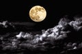 The mystical full Moon in the clouds