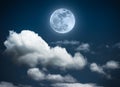 Landscape of night sky with beautiful full moon, serenity nature Royalty Free Stock Photo