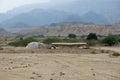 landscape of a nomad camp in the desert in the middle east