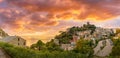 Landscape with Nonza village at sunset , Corsica Royalty Free Stock Photo