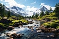 Landscape of Norway. Valley in the mountains with a river. Generative AI Art. Beautiful view Royalty Free Stock Photo