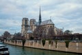 Landscape with notre dame de paris and Seine river Royalty Free Stock Photo