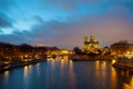 Landscape with notre dame de paris and Seine river Royalty Free Stock Photo