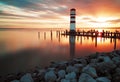 Landscape ocean sunset - lighthouse