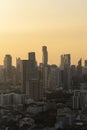 Landscape of the office building with sunset at bangkok,Thailand. Cityscape of the capital of Thailand in the evening Royalty Free Stock Photo