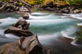 Landscape of Ohanapecosh river in Summer Mt rainier Royalty Free Stock Photo