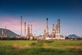 Landscape of Oil and Gas Refinery Manufacturing Plant., Petrochemical or Chemical Distillation Process Buildings., Factory of Royalty Free Stock Photo