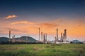 Landscape of Oil and Gas Refinery Manufacturing Plant., Petrochemical or Chemical Distillation Process Buildings., Factory of Royalty Free Stock Photo