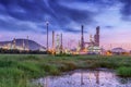 Landscape of Oil Refinery Plant and Manufacturing Petrochemical Process Building, Industry of Power Energy and Chemical Petroleum Royalty Free Stock Photo