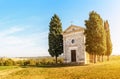 landscape with old chapel in Tuscany, Italy at autumn Royalty Free Stock Photo