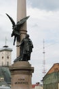 The landscape of the old part of the city of Lviv in Western Ukraine: historic buildings, cathedrals, architectural monuments, pav Royalty Free Stock Photo