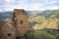 Landscape of the old ruins of an ancient city in an abandoned mountain village