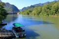 Landscape of Olt Valley with Olt river and Cozia Mountains in Romania Royalty Free Stock Photo