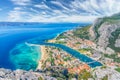Landscape with Omis town and  Cetina river, Croatia Royalty Free Stock Photo
