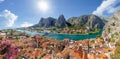 Landscape with Omis town and Cetina river, Croatia Royalty Free Stock Photo