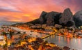 Landscape with Omis town and Cetina river, Croatia Royalty Free Stock Photo