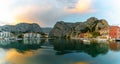 Landscape with Omis town and Cetina river, Croatia Royalty Free Stock Photo