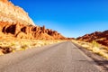 Landscape with Open Road at Sunset, Capitol Reef National Park, Utah Royalty Free Stock Photo