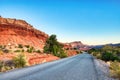 Landscape with Open Road at Sunset, Capitol Reef National Park, Utah Royalty Free Stock Photo