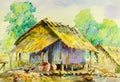 Landscape original colorful of cottage country and bamboo house