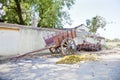 Indian Village bullock Cart and farm machinery Royalty Free Stock Photo