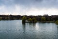 Landscape over the lake from Tineretului park Royalty Free Stock Photo