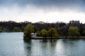 Landscape over the lake from Tineretului park Royalty Free Stock Photo