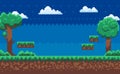 Adventure Map, Pixel Game, Green Nature Vector